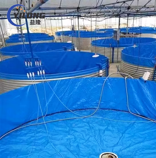 Système flexible de réservoirs d'aquaculture d'étang de bâche d'étang de réservoir de poissons d'aquaculture de bâche en plastique ronde galvanisée de PVC